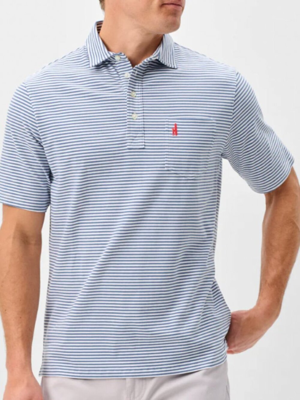 johnnie-O Hangin' Original 4-Button Polo - Jacks Stripe - Mens M, Moonlight Blue